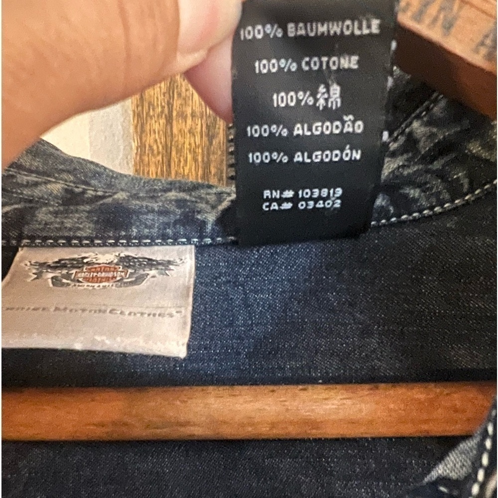 Harley-Davidson Denim Snap Button Shirt Size Small - Picture 5 of 8